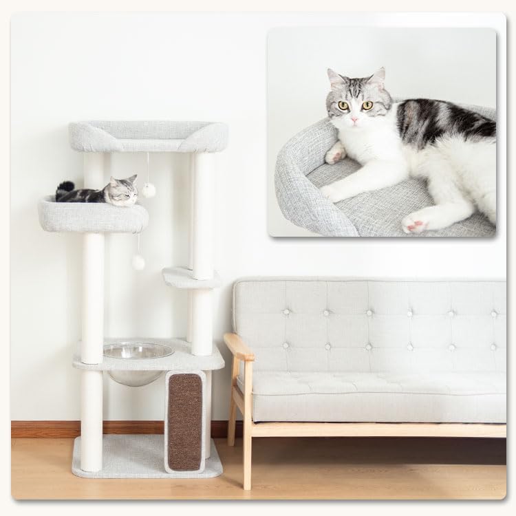 53" Cat Tree for Large Cats with Sisal Scratch Board & Large Perch