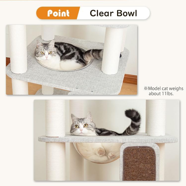 53" Cat Tree for Large Cats with Sisal Scratch Board & Large Perch