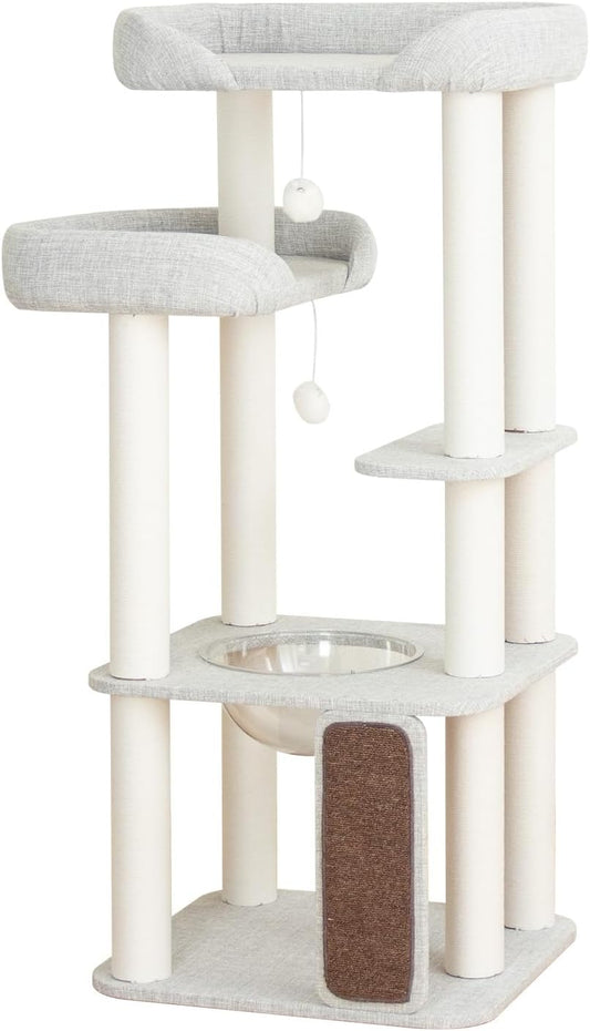 53" Cat Tree for Large Cats with Sisal Scratch Board & Large Perch