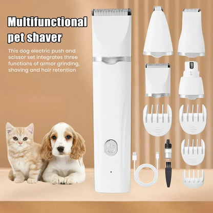 4 in 1 Electric Pet Grooming Kit - Hair Trimmer, Clippers, Nail Grinder for Cats & Dogs